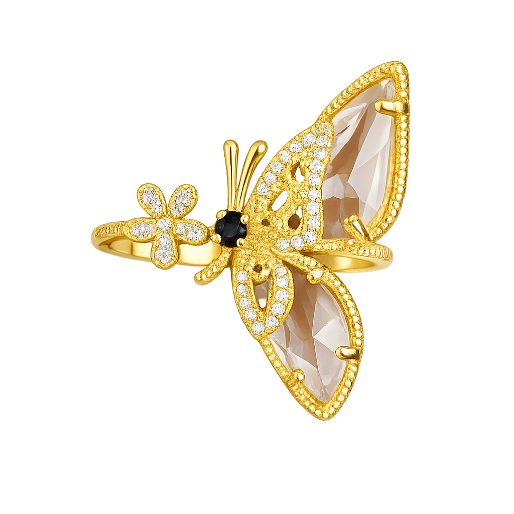 Zirconia Butterfly Cuff Ring