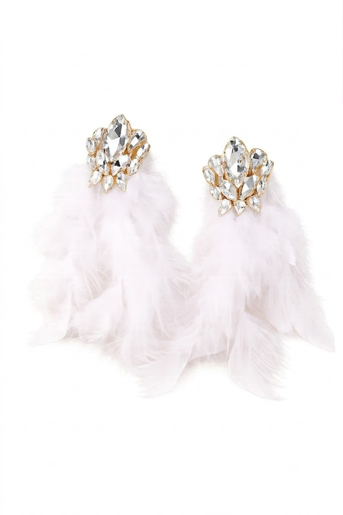 White Feather Earrings