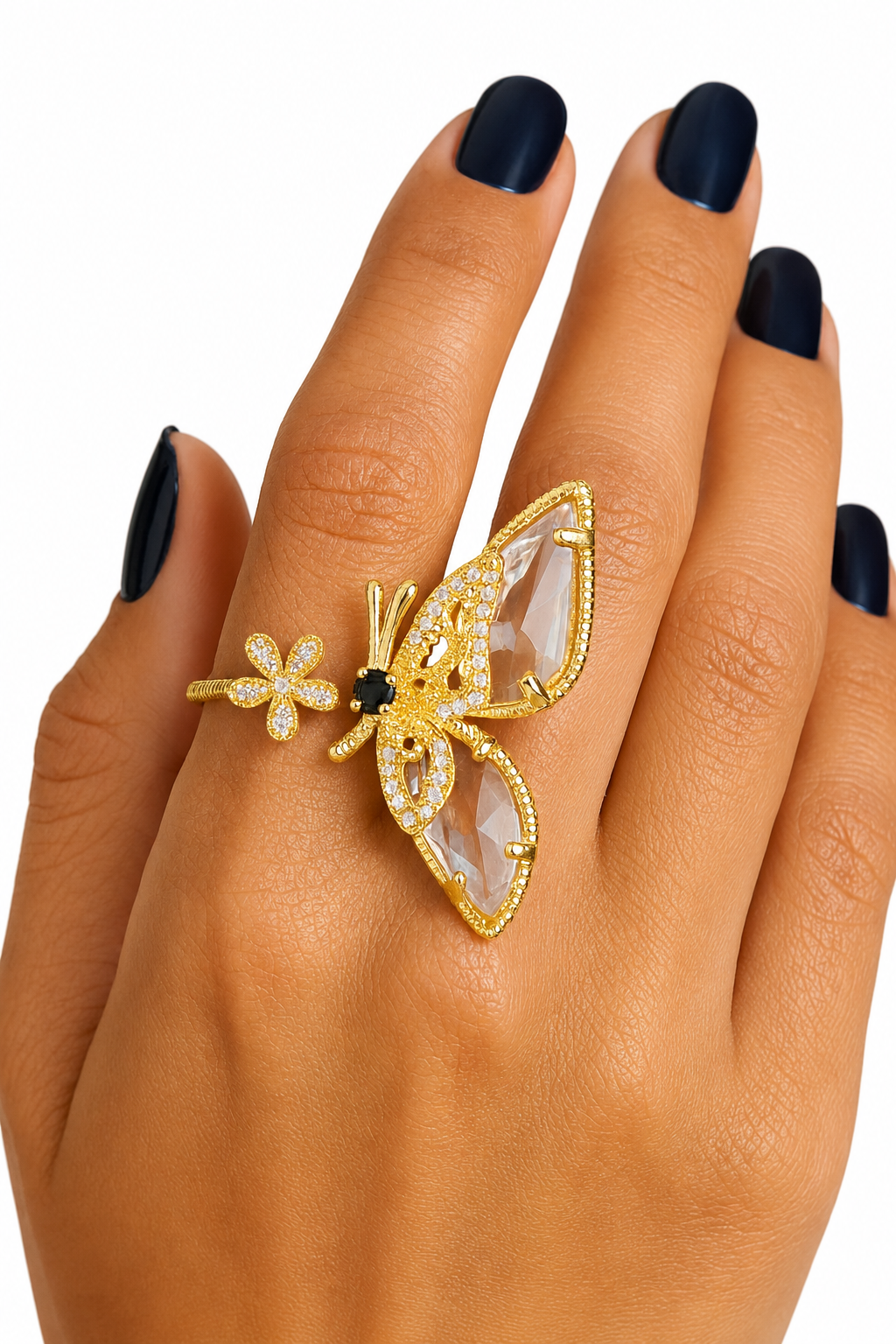 Zirconia Butterfly Cuff Ring