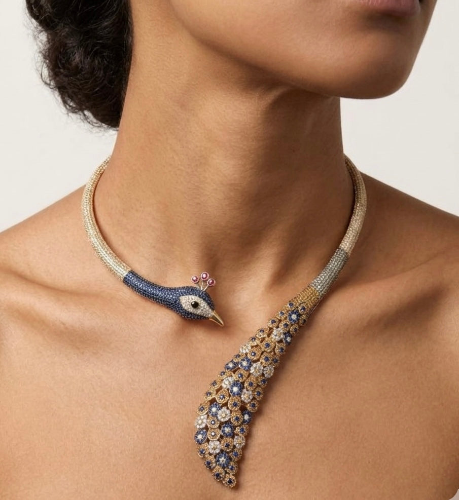 Peacock's Head Statement Necklace