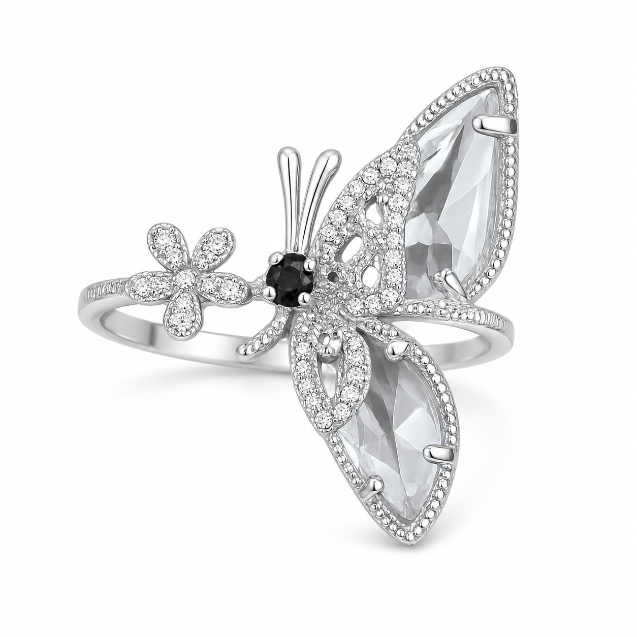 Zirconia Butterfly Cuff Ring